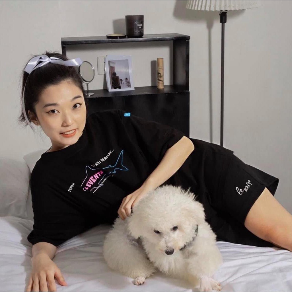 Áo thun tay lỡ Levents Shark cá mập full tag nam nữ cotton form rộng unisex - Gin Store