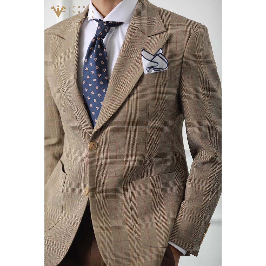 Bộ vest nam nâu kẻ ô 2K túi đắp, suits sartorial chất cashmere The Suits House