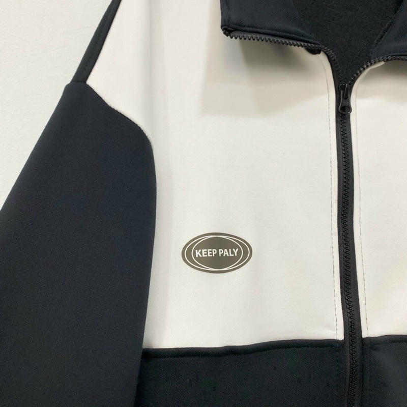 Áo Khoác Jacket PALY Đen Phối Form Rộng Dây Kéo Phong Cách Ulzzang Unisex