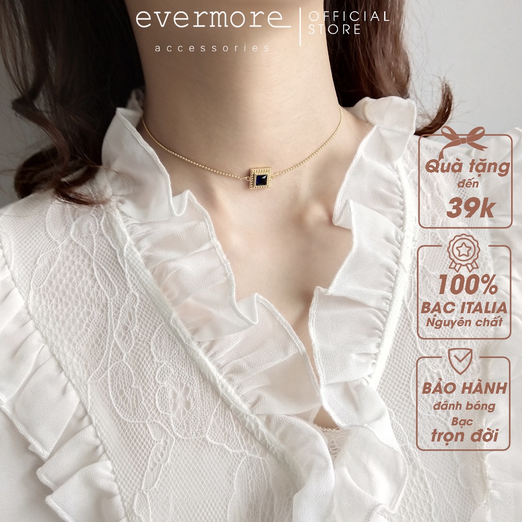 Dây chuyền bạc mạ vàng 14K EVERMORE, vòng cổ vuông đính đá thanh lịch, minimalism - D029