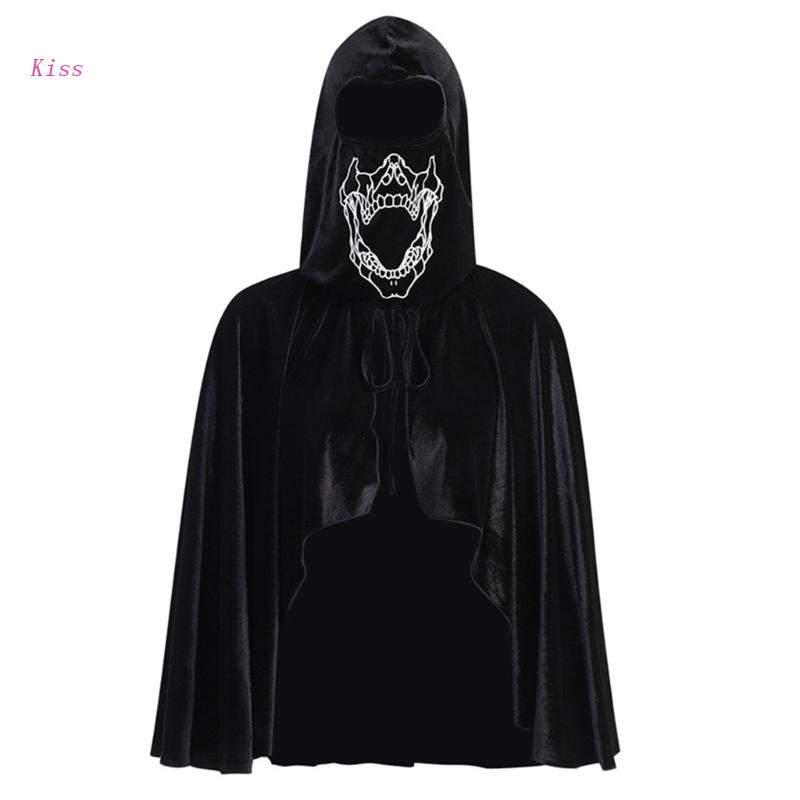Áo Choàng Poncho Đen Có Mũ Trùm Đầu Hình Cánh Dơi Cho Nam Nữ
