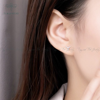 Khuyên tai bạc nữ TLEE lá lệch basic cá tính NCJ B0191