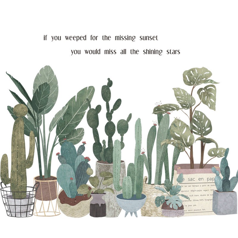 Decal dán tường Sticker mẫu hoa lá ZH009