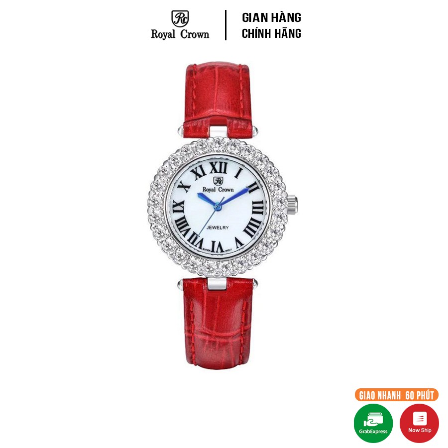 Đồng hồ nữ chính hãng Royal Crown 6305 dây da đỏ