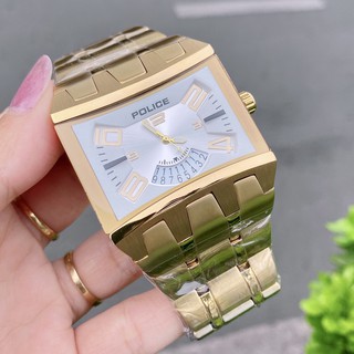 Đồng hồ đeo tay nam  Police Vàng Mặt Vuông Cá Tính size 45mm cao cấp chống nước thể thao