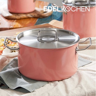 Nồi Edelkochen Solid Hồng 3 lớp đúc inox 304 size 20cm và 24cm