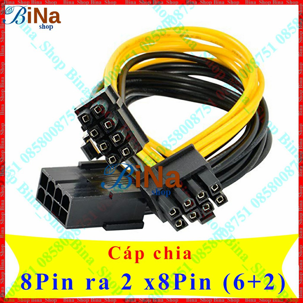 Cáp chia VGA 8 pin ra 2 đầu 8 pin (6+2)