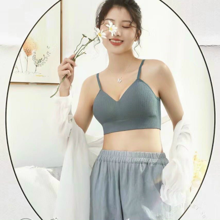 Áo Bra Nữ Tập Gym Yoga Thể Thao 2 Dây, Áo Lót Không Gọng Viền Bo Ngực Mã 2204