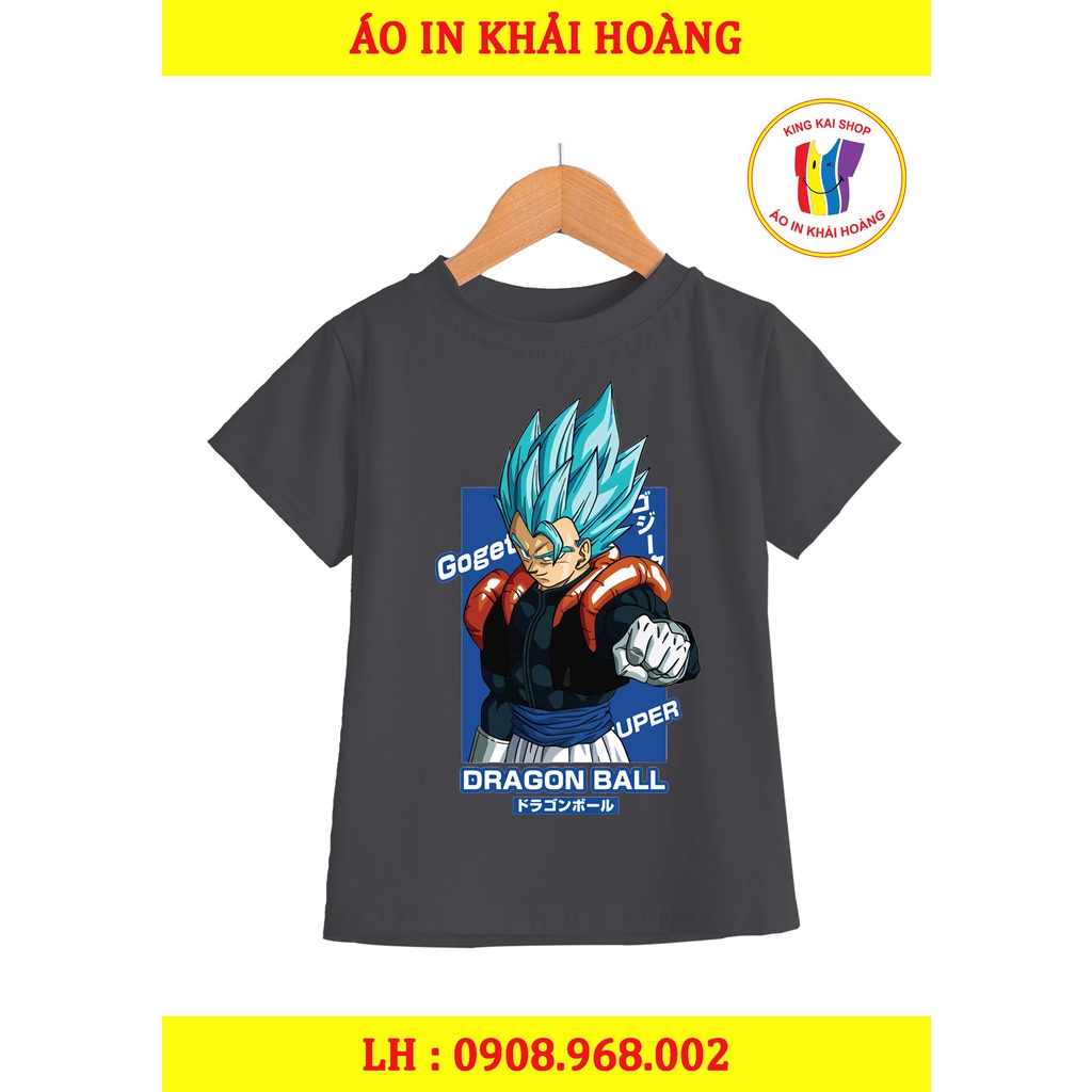 Áo thun đen bé trai in hình goku coton co giản thoải mái