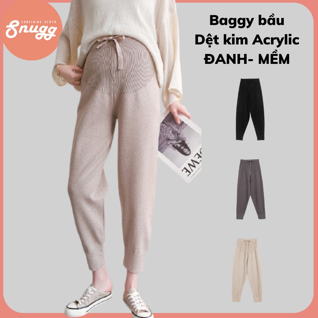 Quần bầu baggy dệt kim mặc đông xuân có size đến XXL Snugg Việt SNU1901