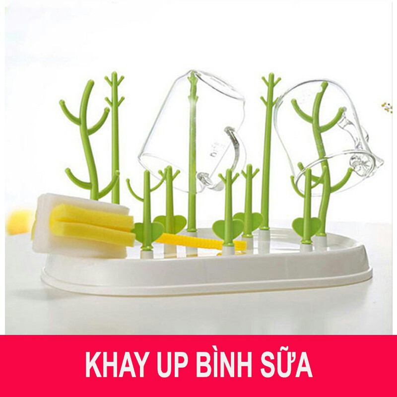 khay úp bình sữa, núm ti hình cây