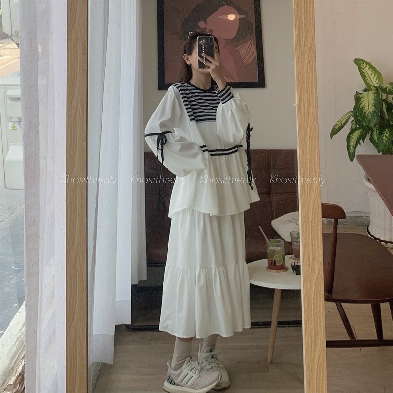 ÁO BABYDOLL PHỐI KẺ TAY BỒNG
