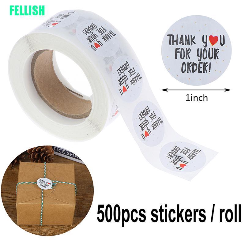 Cuộn 500 Miếng Dán Chữ Thank You For Your Order Cho Túi Đựng Bánh Kẹo