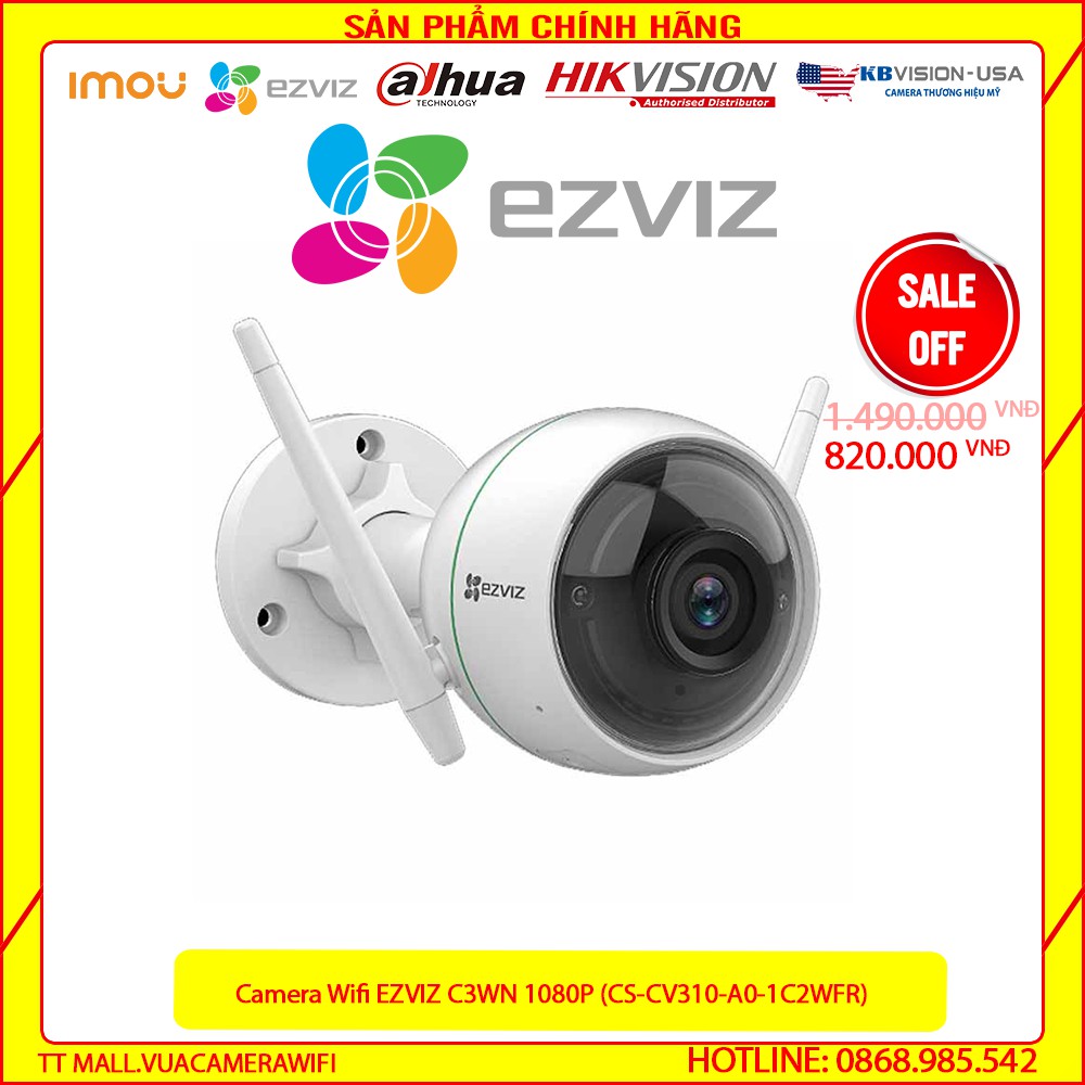 [Giá Sập Sàn]Camera Wifi EZVIZ C3WN (CS-CV310-A0-1C2WFR) 1080P hỗ trợ thẻ nhớ bảo hành 2 năm