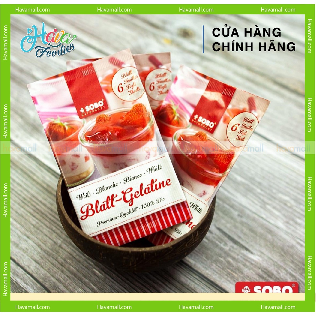 [HÀNG CHÍNH HÃNG] Gelatine Hữu Cơ Dạng Lá Sobo 10gr – Organic Blatt-Gelatine