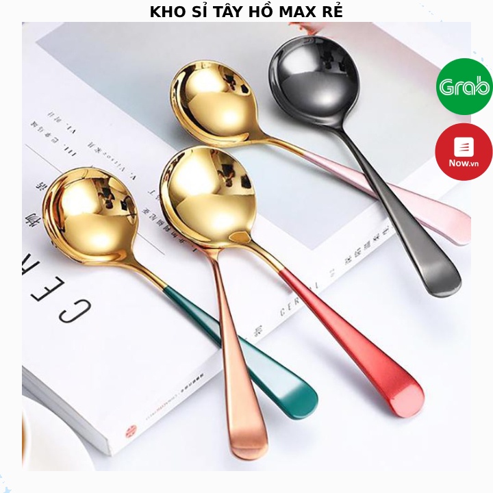 [FREESHIP❤️] Thìa inox mạ vàng sang trọng ( Cán dài + Nhiều màu)