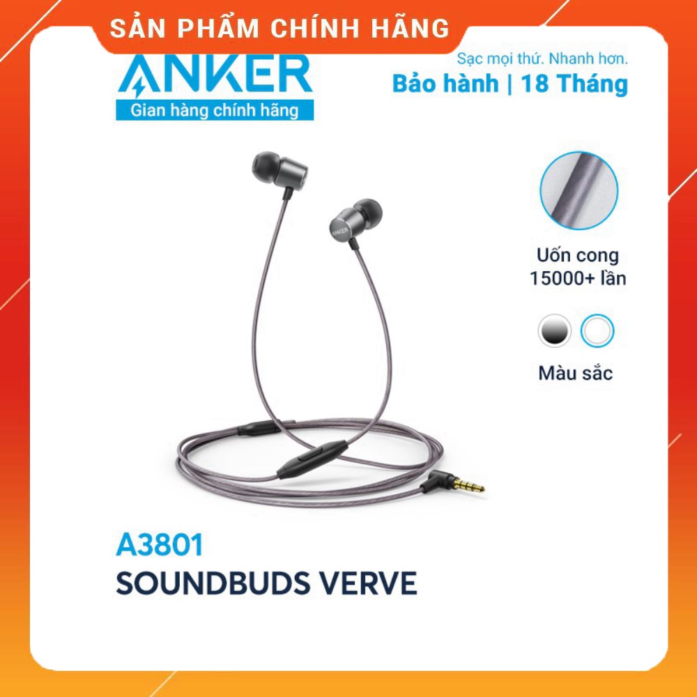 Tai Nghe Nhét Tai Anker SoundBuds Verve A3801 - Có Dây, Micro tích hợp