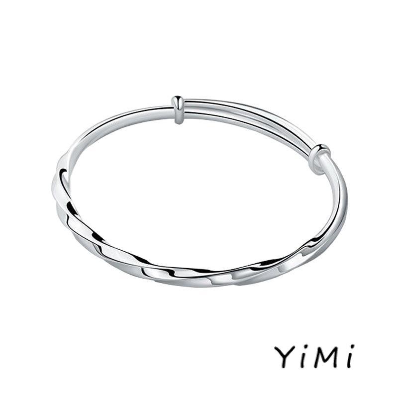 Vòng tay bạc s925 sterling mạ điện kiểu gợn sóng có thể điều chỉnh dành cho nữ