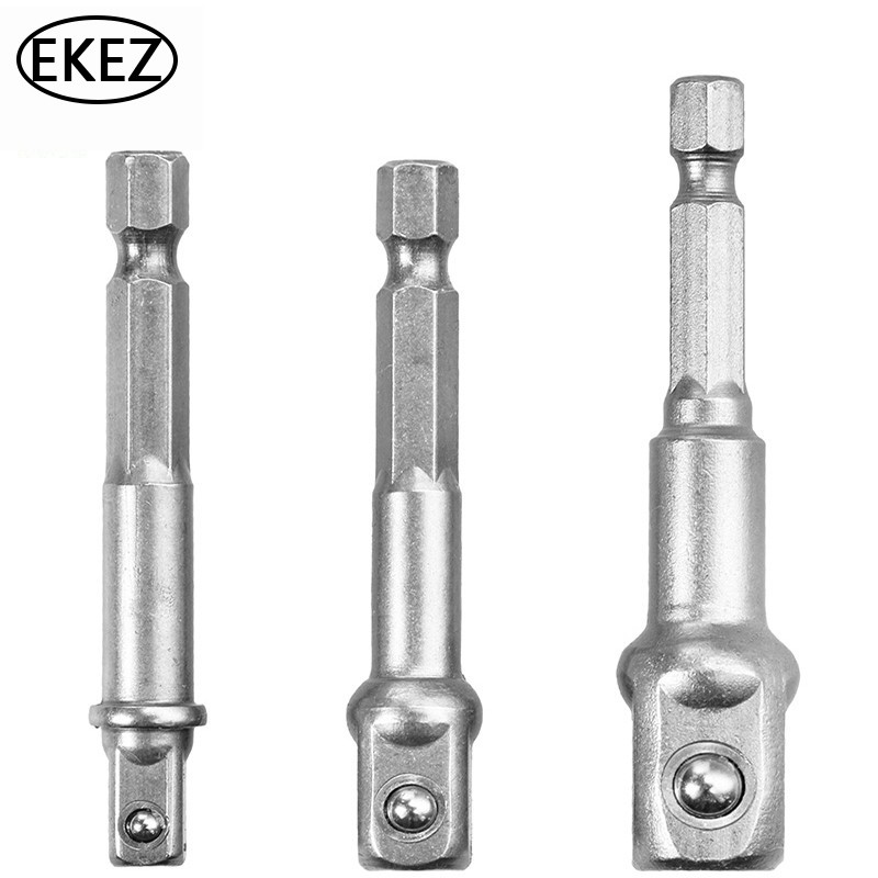 EKEZ Bộ 3 đầu chuyển đổi mũi khoan với kích thước 1/4'' 3/8'' 1/2'' vặn khẩu cho điện - pin chuôi lục giác
