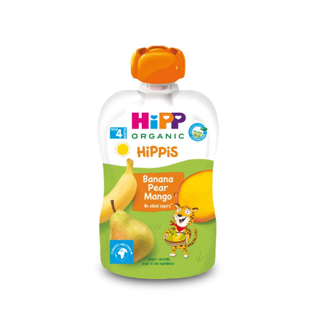 [Mã LTP50 giảm 50000 đơn 150000] Dinh dưỡng 100% Trái cây nghiền Organic HiPPiS Chuối, Lê, Xoài 100g