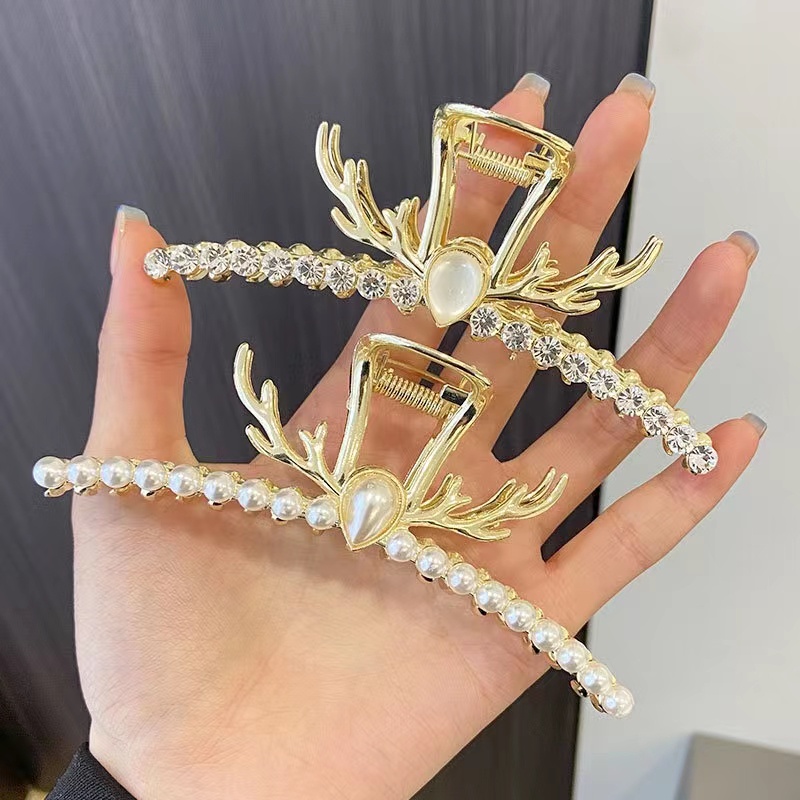 Kẹp Tóc Cá Mập Lớn Đính Đá Opal Cho Nữ