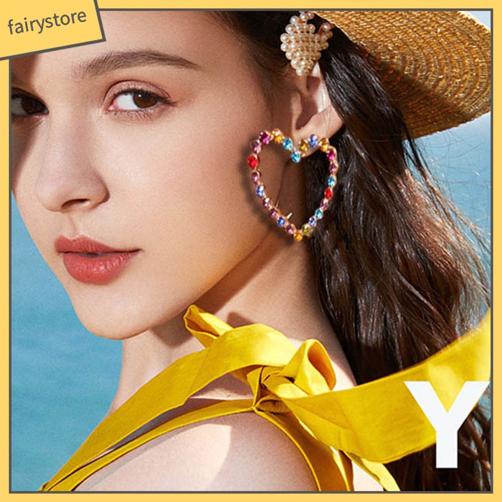 Bông Tai Hình Trái Tim Đính Đá Và Ngọc Trai Giả Xinh Xắn