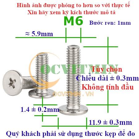 6C# - Ốc Bake Đầu Dẹp Mỏng M6 Inox 304 Hơi Hút Nam Châm
