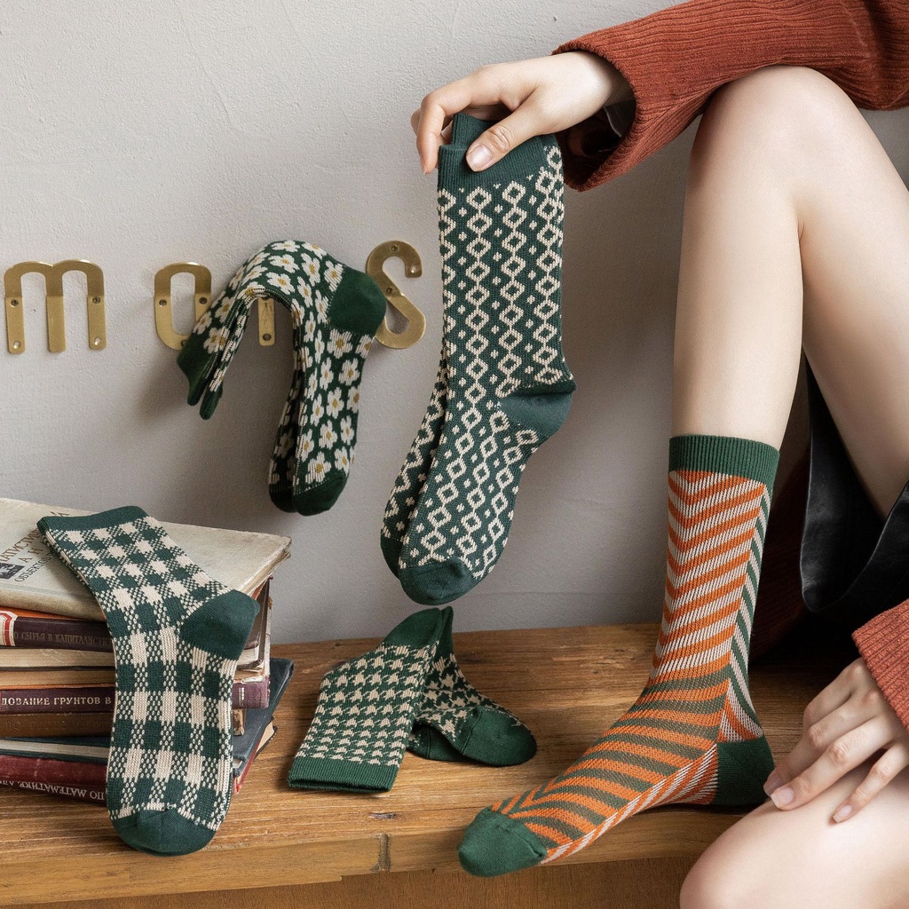 (WS23) Tất vớ nữ cổ cao phong cách retro, vintage