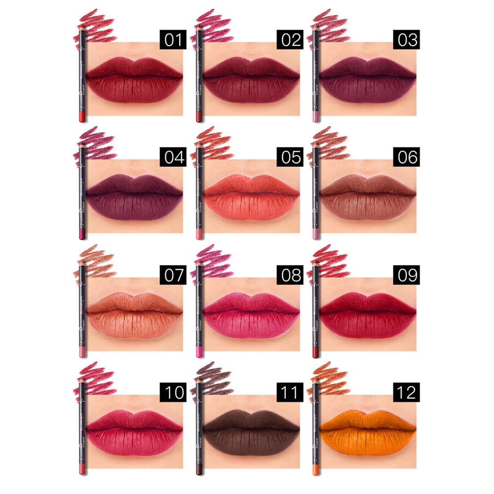 [Hàng mới về] Set 6 chì kẻ môi màu lì thời trang kháng nước chuyên dùng trang điểm chuyên nghiệp