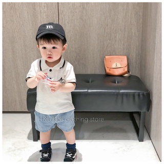 Bộ cổ bẻ viền đen bé trai