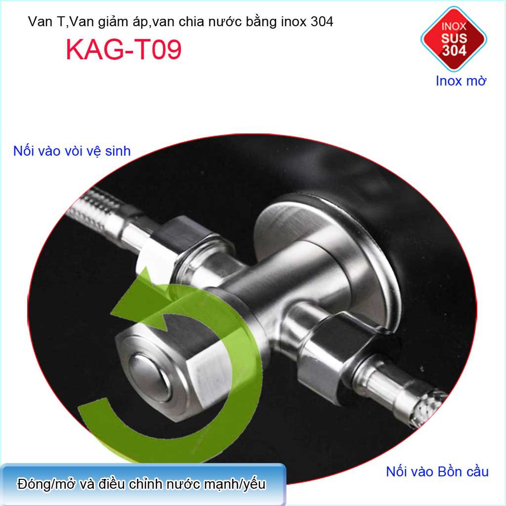 Van giảm áp lực nước chữ T , van T chia nước  Inox 304 Roto KAG-T09