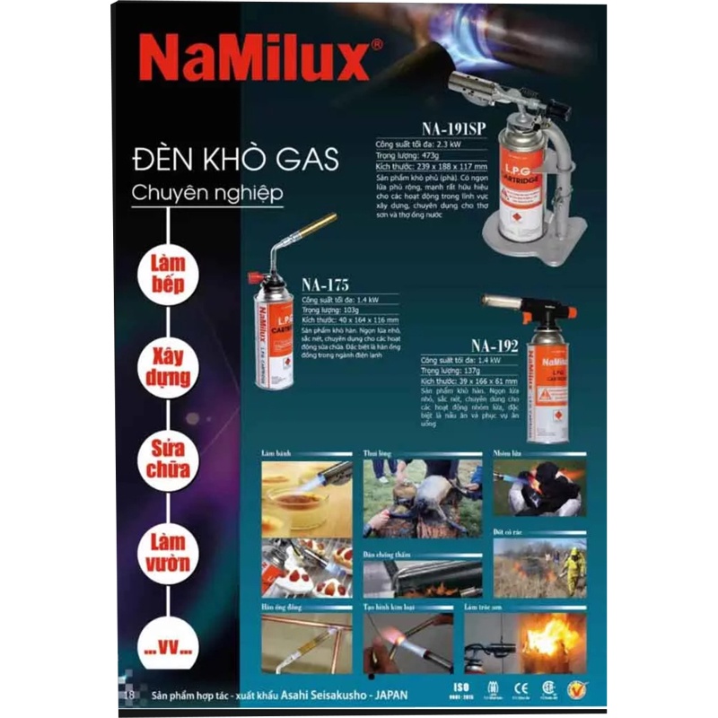 Đèn khò gas mini NAMILUX  TS1719RN chính hãng
