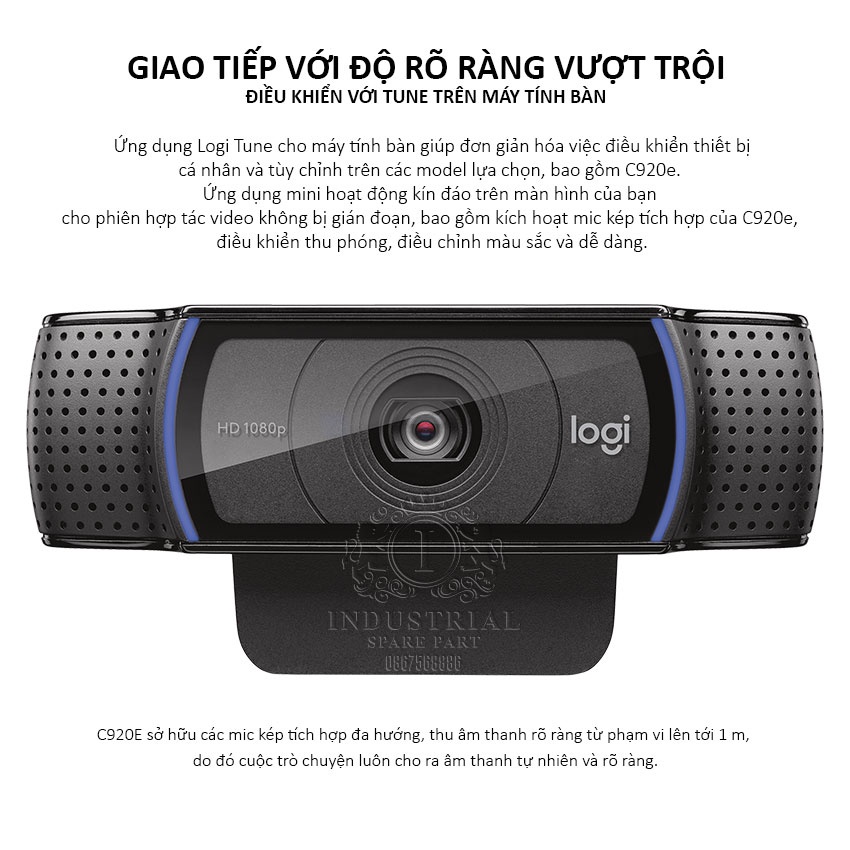 Webcam Logitech C920E Full HD 1080p live stream họp trực tuyến hội nghị truyền hình học zoom dạy online tặng tripod xịn