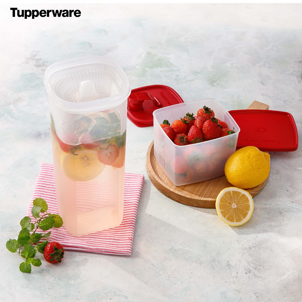 Bộ bình nước Tupperware Memberkit Tasty Set Gen II dung tích 2L có thang đo nắp mở nhựa nguyên sinh an toàn