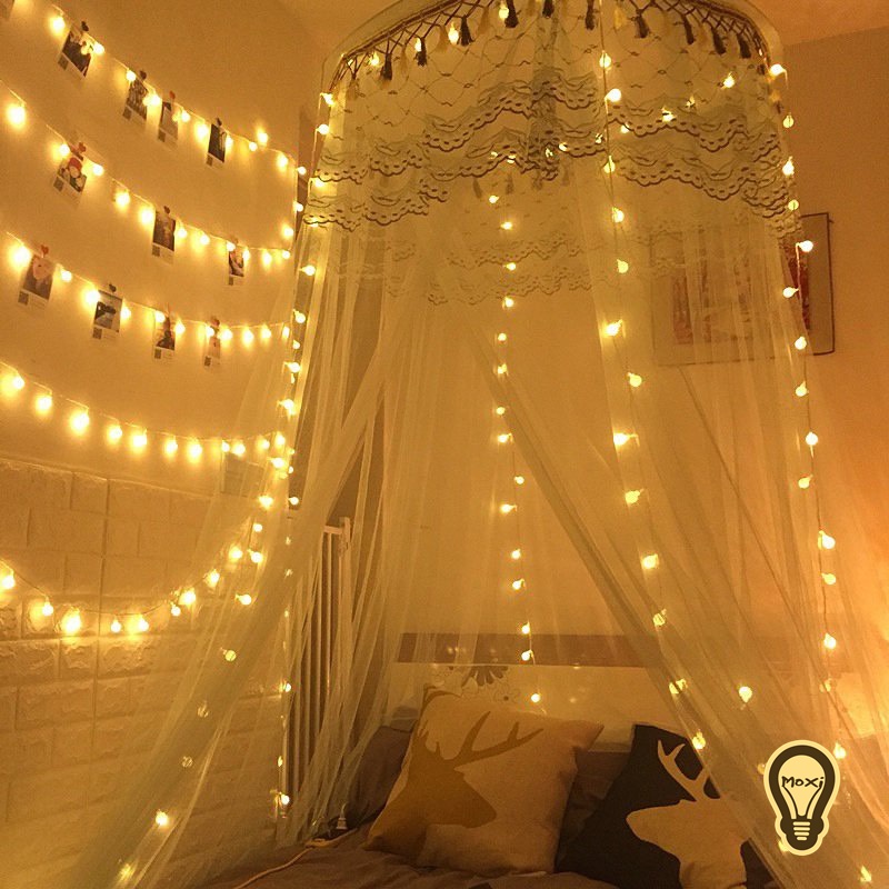 [ HÀNG SẴN ] Đèn LED dây chuỗi bóng tròn CHERRY BALL, sao cắm điện 10M 100 LED trang trí DECOR ngoài trời , phòng ngủ.