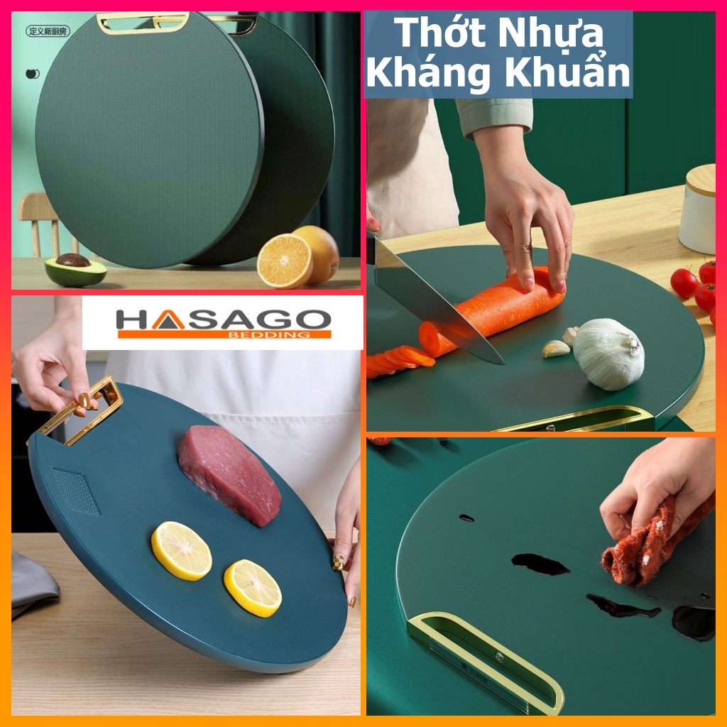 Thớt Nhựa PE đa năng chống nấm mốc kháng khuẩn Thớt Nhựa Xanh tròn đường kính 33cm Phụ kiện và đồ dùng nhà bếp