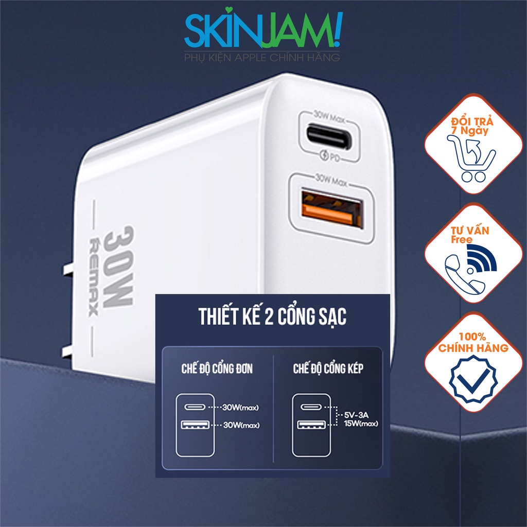 Củ Sạc Nhanh 2 Công 30W Remax RP-U82  Hàng Chính Hãng Remax