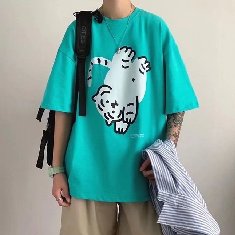 Áo Thun Tay Ngắn Dáng Rộng In Họa Tiết Hoạt Hình Phong Cách Nhật Bản Thời Trang Mùa Hè Cho Nam Size M-8XL