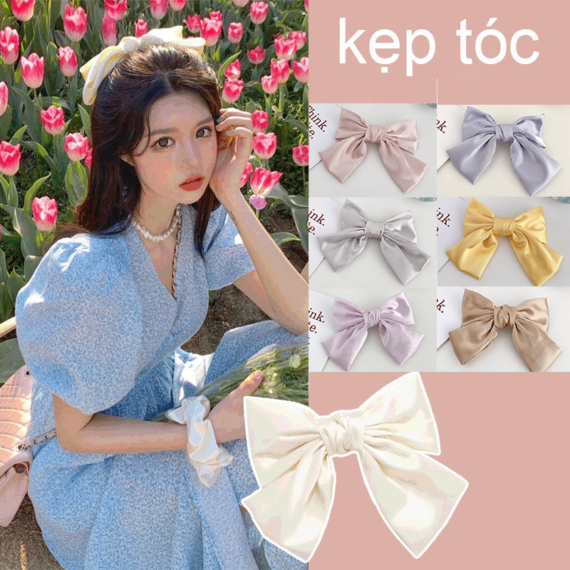 Kẹp Tóc Kiểu Nơ Vải Satin Phong Cách Hàn Quốc Cho Nữ