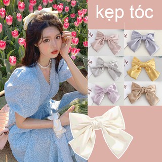  Kẹp Tóc Kiểu Nơ Vải Satin Phong Cách Hàn Quốc Cho Nữ