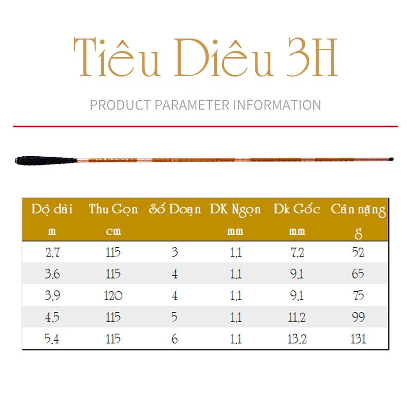 [Cần Câu Tay] Cần câu cá chép rô diếc 3H Tiêu diêu tặng đọt phụ