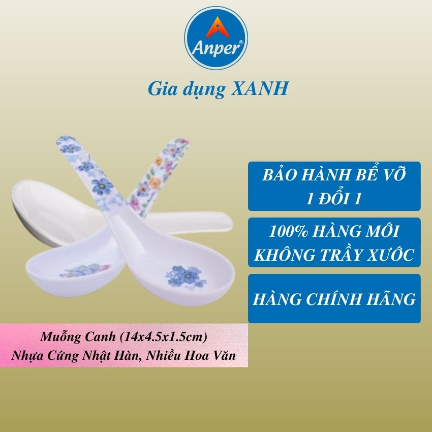 Muỗng nhựa melamine ANPER ăn canh 14 và 21 cm  nhật hàn dùng cho gia đình và nhà hàng sang trọng