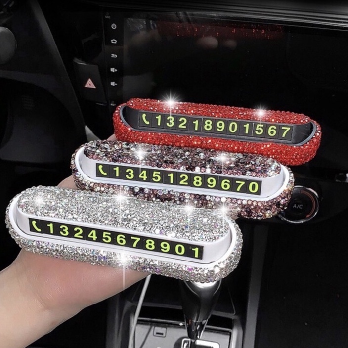 Bảng Gắn Số Điện Thoại Trên Taplo Ô Tô Đính Đá Cao Cấp nhiều màu