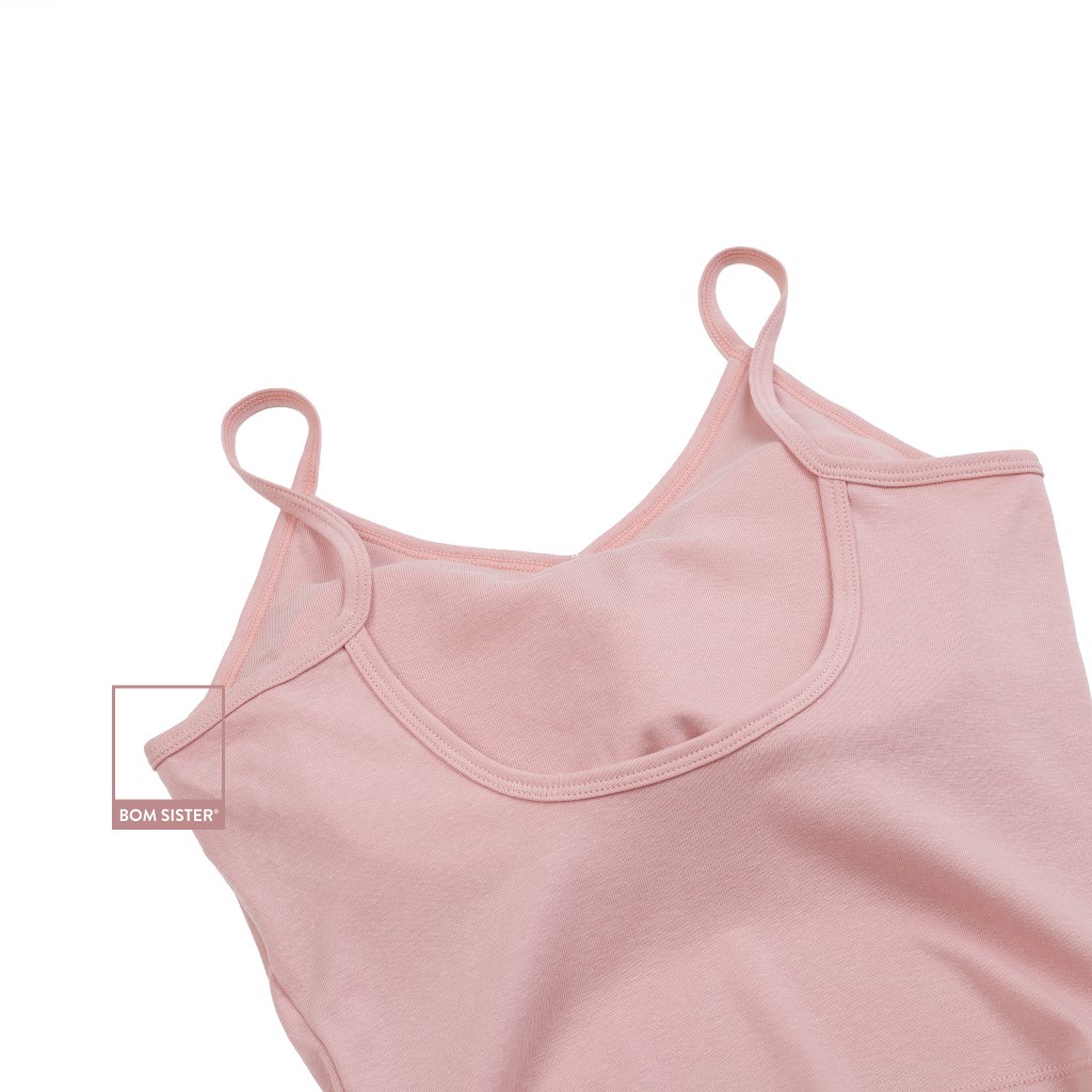 Áo lá cotton pha màu trơn khoét lưng mút có thể tháo rời BOM SISTER BR629