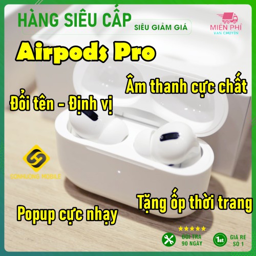 [Mã 2404EL10K giảm 10K đơn 20K] Tai nghe Airpods Pro Đổi Tên, Định vị, Cảm biến Chạm, Sạc không dây -Bảo hành 1 đổi 1