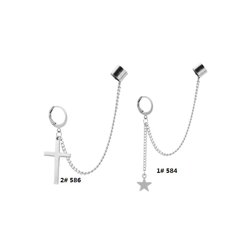 Khuyên tai kẹp vành gắn ngôi sao/thánh giá độc đáo