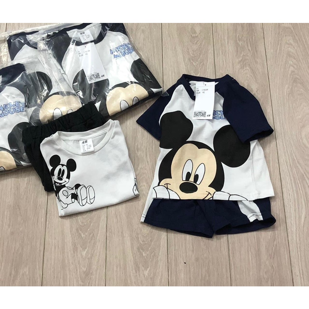 Combo 2 bộ thun cotton mềm mại Mialy Kids hình in Mickey cho bé (9-23kg) - Chất co dãn, mát mẻ