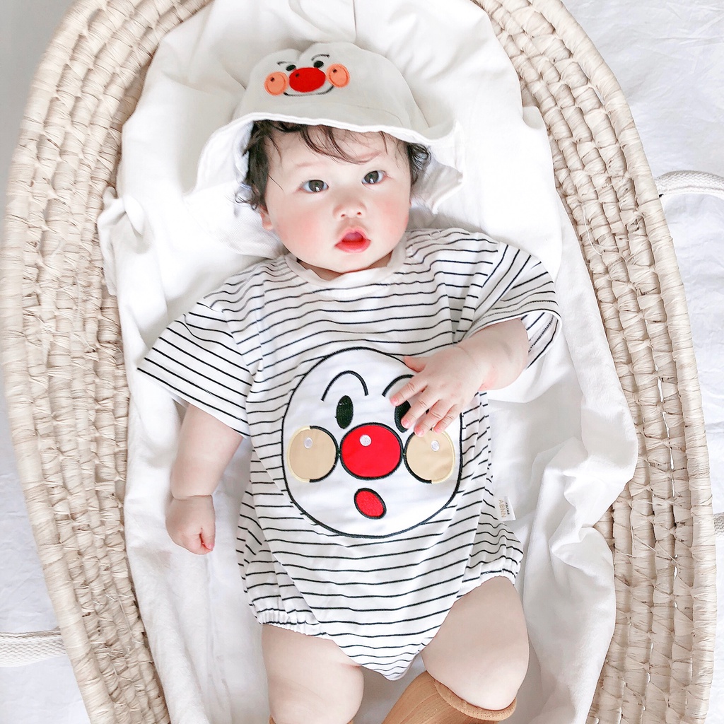 Áo liền quần tay ngắn in họa tiết Anpanman hoạt hình thời trang mùa hè dành cho trẻ sơ sinh