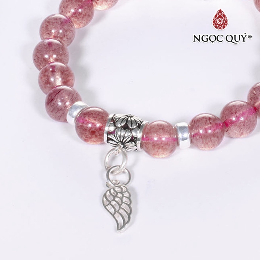 Vòng TA dâu mix charm cánh bạc - Ngọc Quý