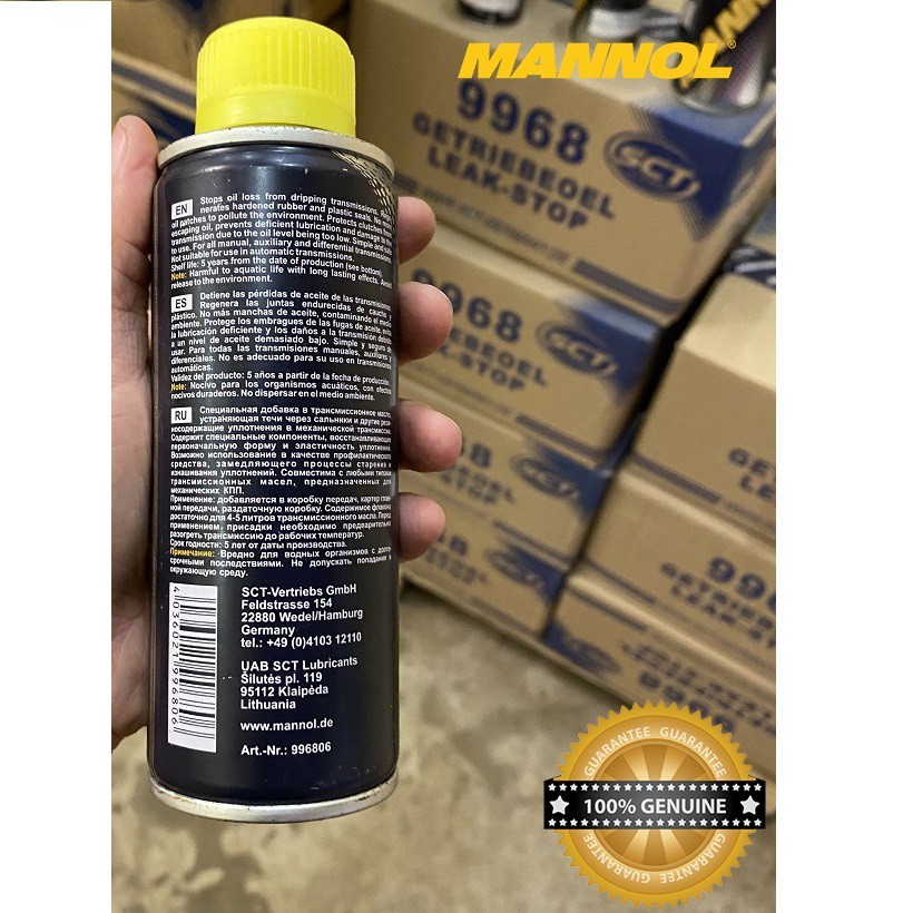 [100% Germany] Chống Rỉ Dầu Hộp Số, Tái Tạo Joint Cao Su Bị Chai Cứng MANNOL 9968 Getriebeoel Leak-Stop 180ML